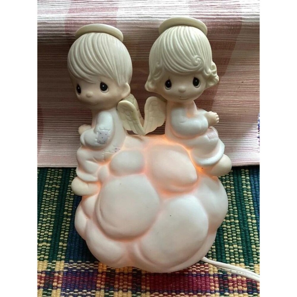 Precious Moments My Guardian Angels Ceramic Night Light 1984 Nursery Decor